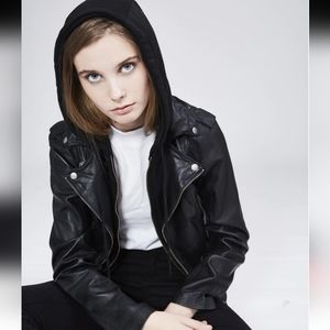 JKT NYC Burnished black leather moto jacket